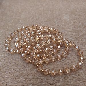 Iridescent Gold Faceted Glass Bead Stretch Bracelets
